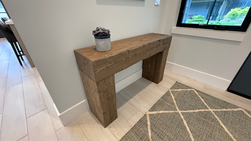 Rustic Refined BIG TIMBER Wall Table, Console Table, Ubud – Hewn & Forged