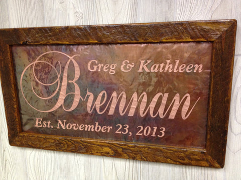 Personalized Wedding Sign Copper Engraving Large (12" x 22")